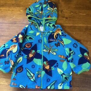 Patagonia Fleece Zip Hoodie Jacket 12 Month Baby Unisex Rare Jitterbug Print